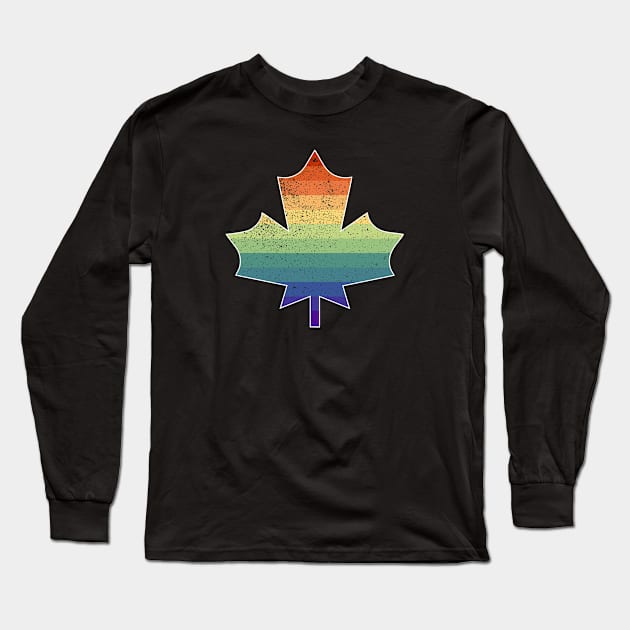 Vintage Distressed Gay Pride Maple Leaf Long Sleeve T-Shirt by Muzehack